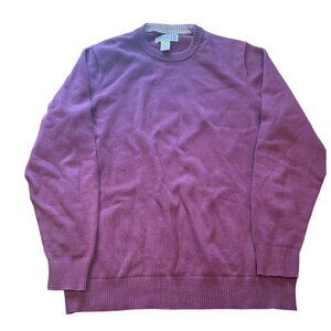 Duluth Trading Co Mens L Tall Crew Neck Sweater Burgundy Cotton Blend |V1